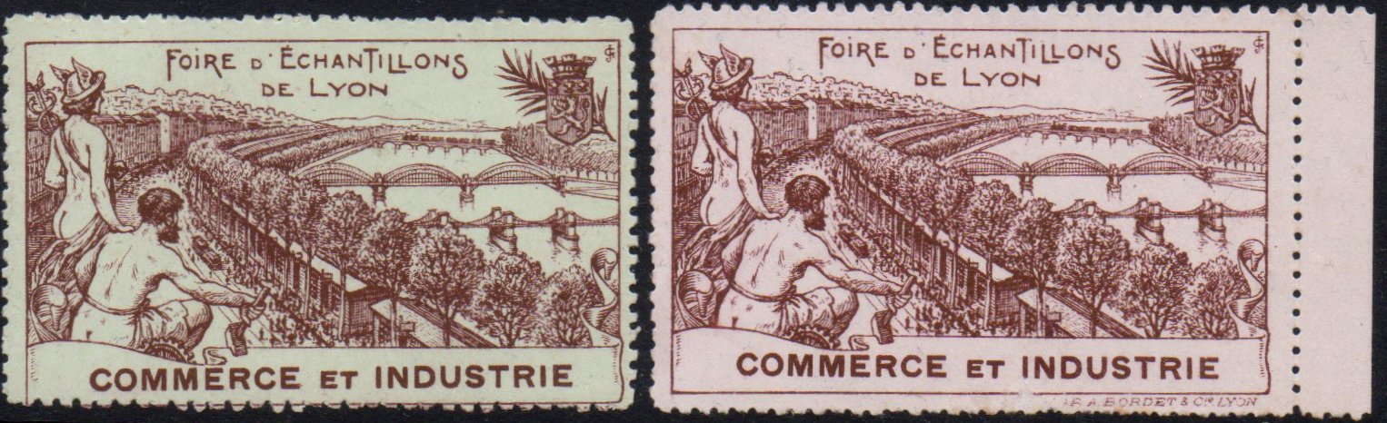 France : Lyon : Vignette Cinderella 1916 Foire d'Echantillons de Lyon : Train + Tramway